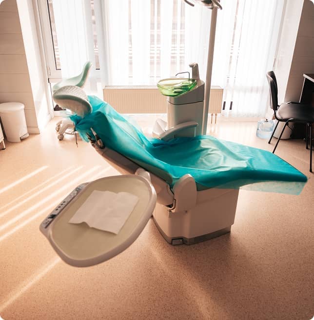 empty patient chair in dental practice