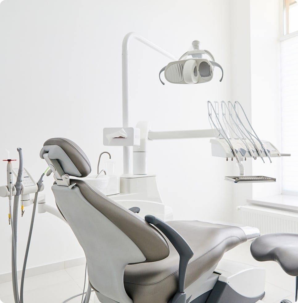 open patient chair at dentist office