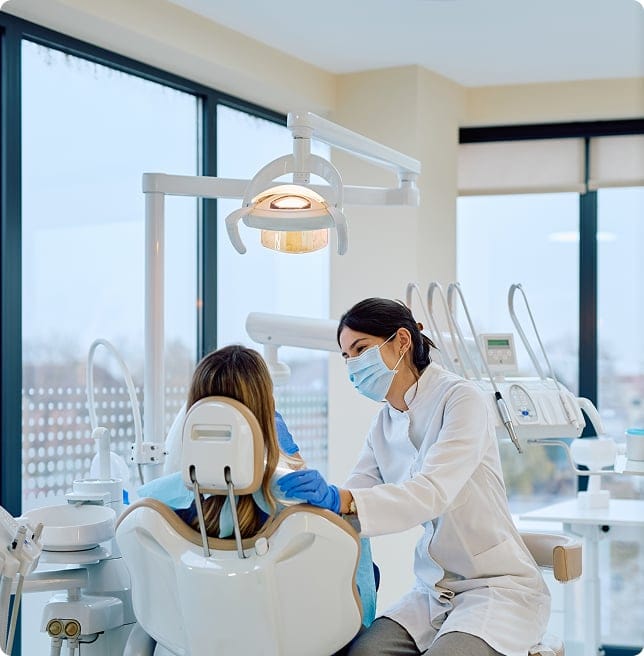 dentist examining patient