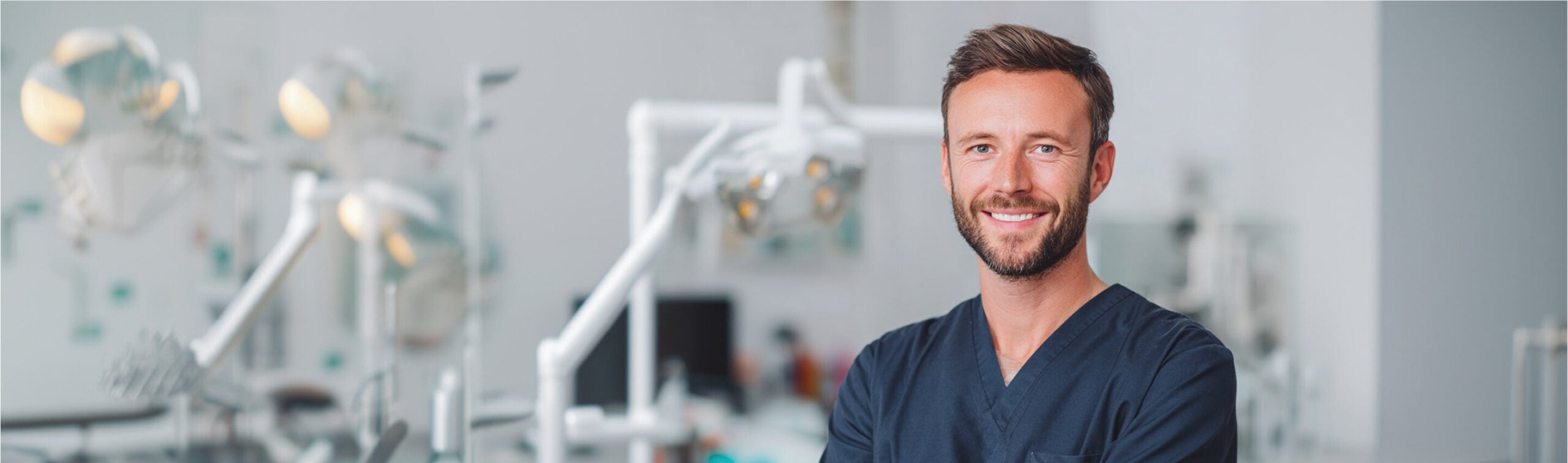 dentist smiling inside office