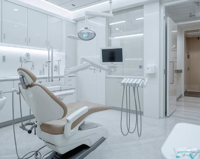 empty patient chair in dentist office