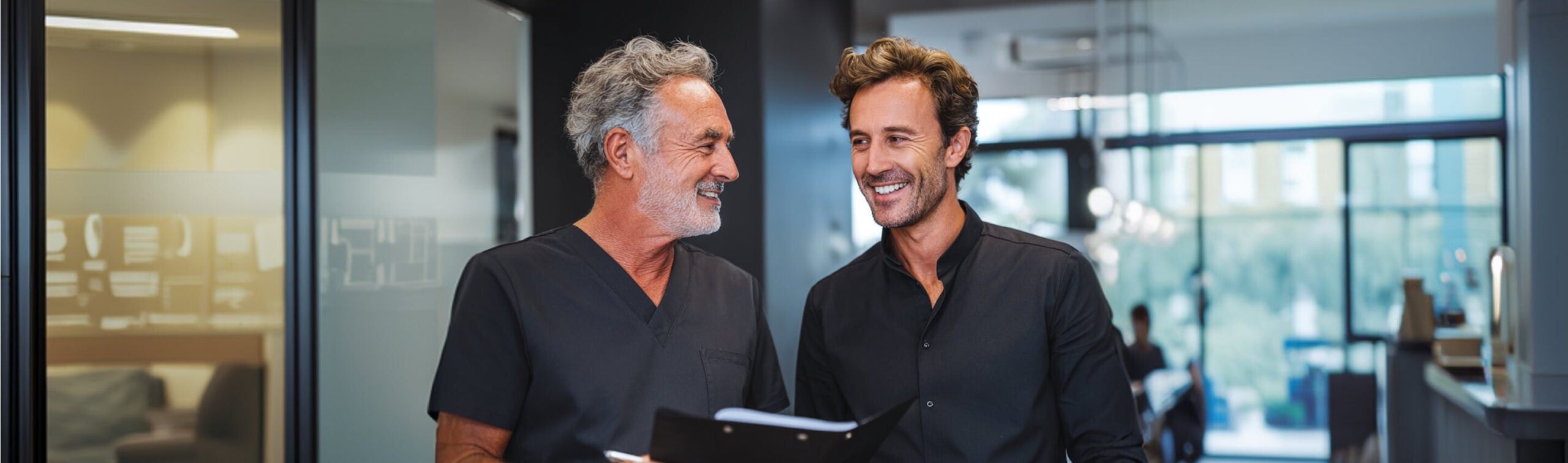 two men reviewing paperwork